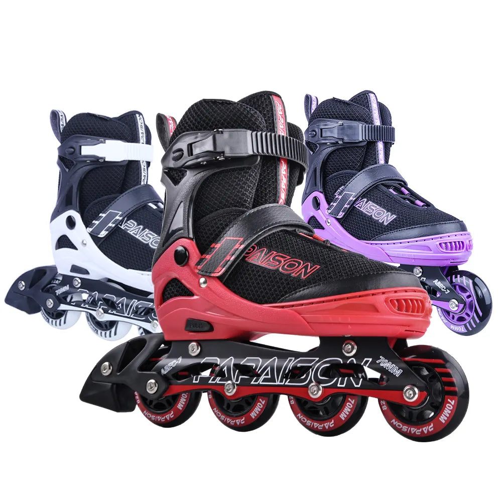 2025 new technology adjustable size no MOQ cheaper shipping LED 4 wheel inline roller quad skates shoes - PAPAISON