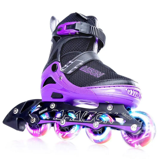 2025 new technology adjustable size no MOQ cheaper shipping LED 4 wheel inline roller quad skates shoes - PAPAISON