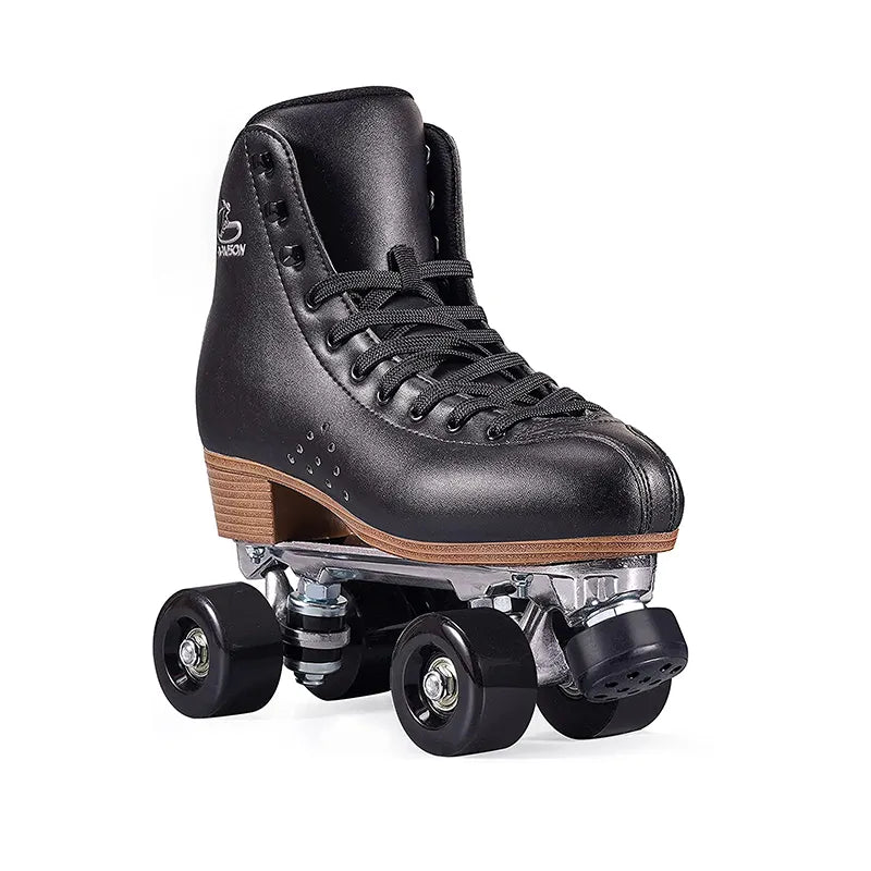 PAPAISON Roller Skates Pu Leather Four Wheel Shiny Unisex Aluminum Roller Skates Four Wheel Roller Skates - PAPAISON